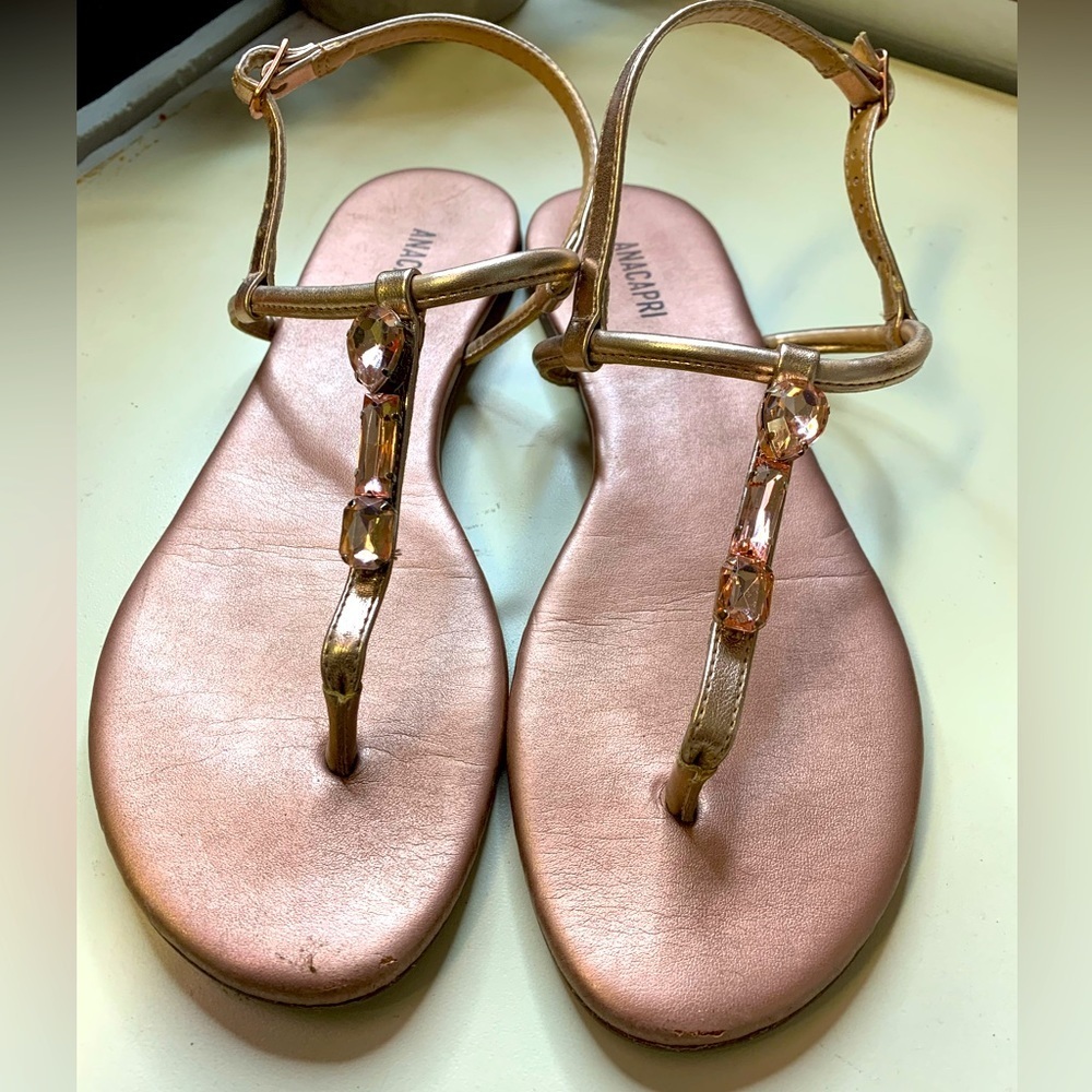 Ana Capri Sandals With Pink Crystals Rubber Sole - size 38